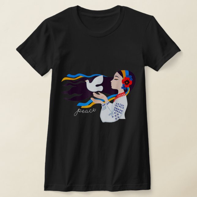 Camiseta Peace pomve girl apóia a Ucrânia e mantém-se firme (Postura )