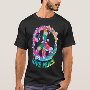 Camiseta PEACE SIGN Flowers 60s 70s Tie Dye Hippie Cos