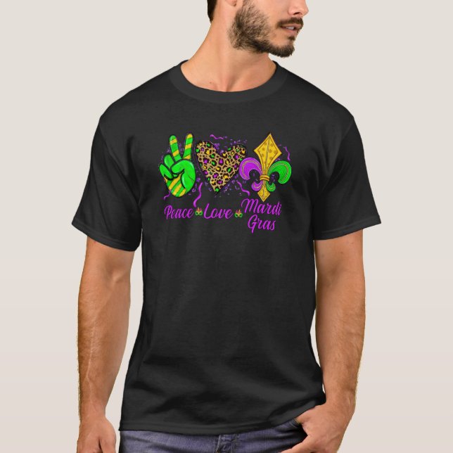 Camiseta Peace Sign Heart Fleur De Lys Hippie Peace Love Ma (Frente)