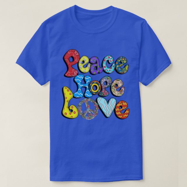 Camiseta PEACE SIGN LOVE 60s 0s Tie Dye Hippie Halloween Co (Frente do Design)