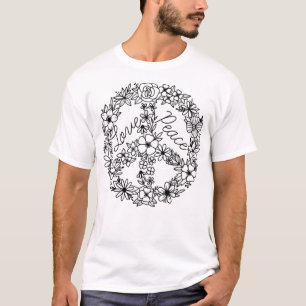 Camiseta PEACE SIGN LOVE 60s 70s, Hippie Halloween Costume