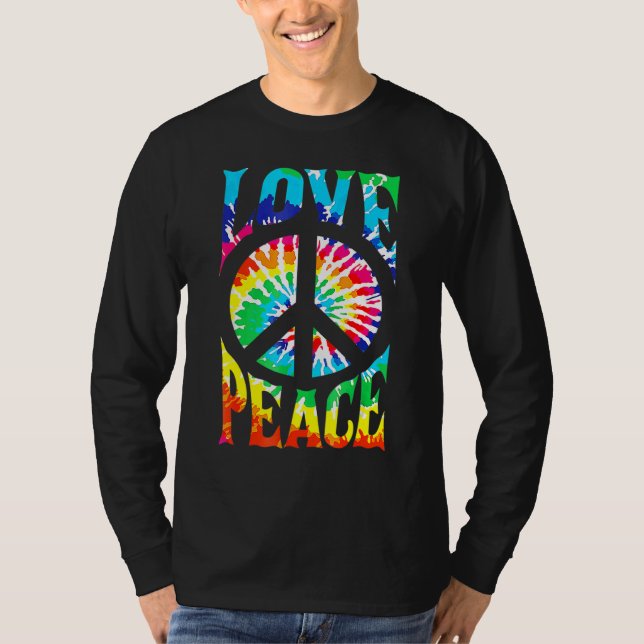 Camiseta Peace Sign Love 60S 70S Tie Dye Hippie Costume (Frente)