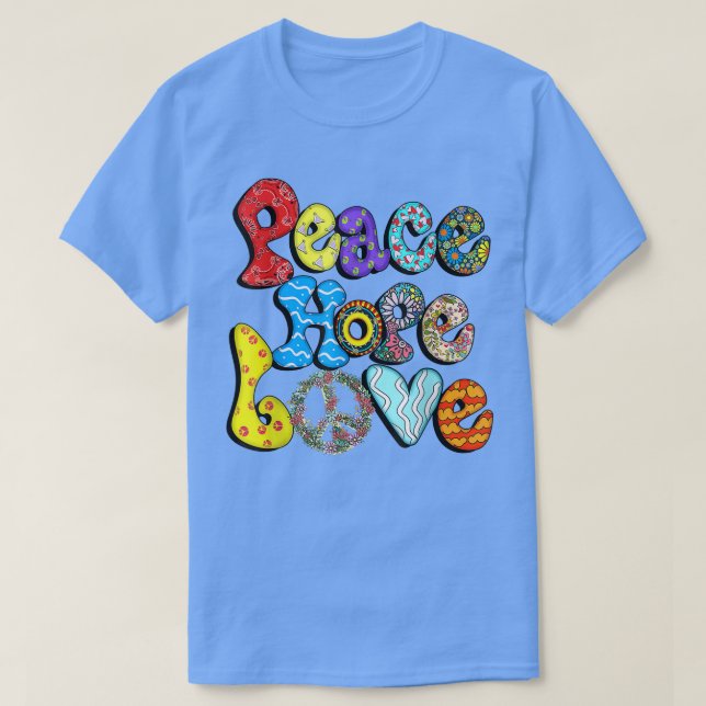 Camiseta PEACE SIGN LOVE 60s 70s Tie Dye Hippie Halloween C (Frente do Design)