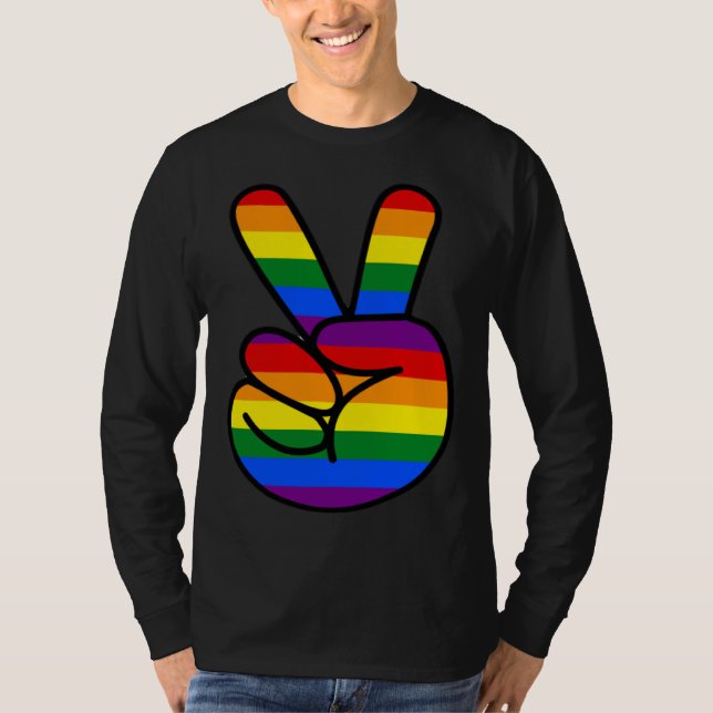 Camiseta Peace Sign Rainbow Hippie Love (Frente)