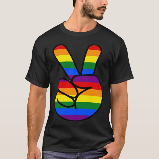 Camiseta Peace Sign Rainbow Hippie Love (Frente)