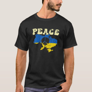 Camiseta Peace Symbol With Ukraine Flag To Show Support
