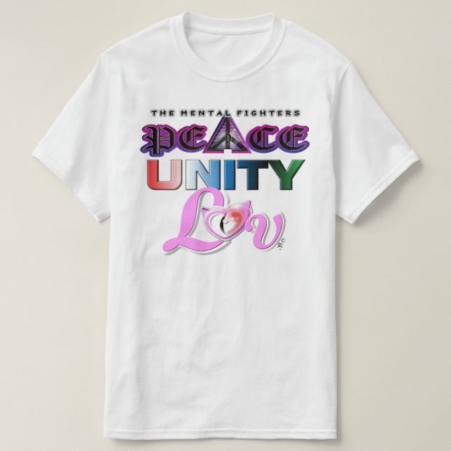 CAMISETA PEACE UNITY AND LOVE (Frente do Design)