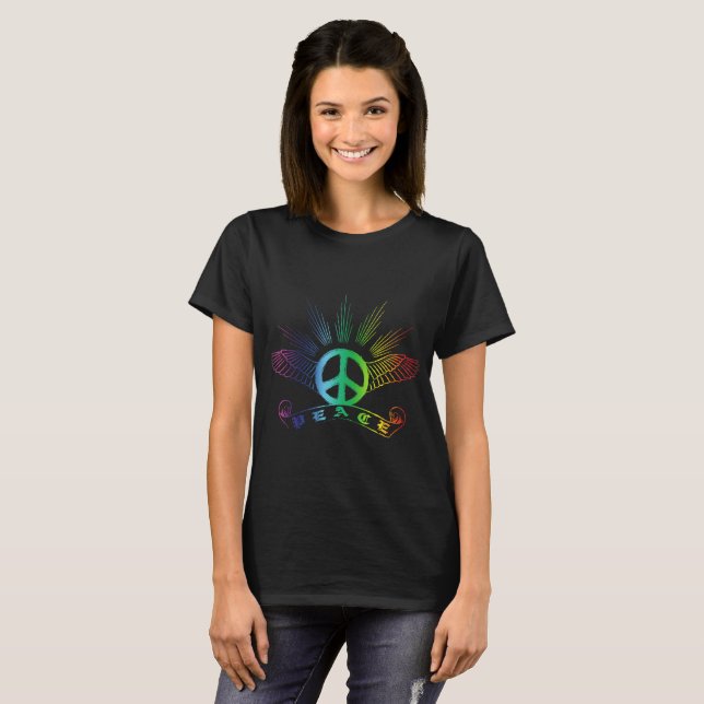 Camiseta Peace Wings Rainbow (Frente Completa)