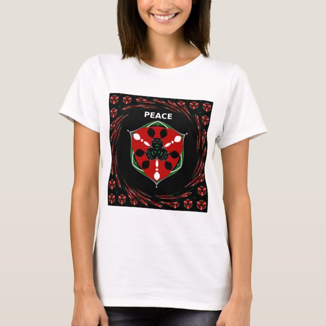 Camiseta "Peace: with Shield Emblem" Art Impressão (Frente)