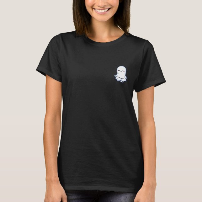 Camiseta Peaceful Cute Ghost Meditating in Lotus Yoga Pose (Frente)