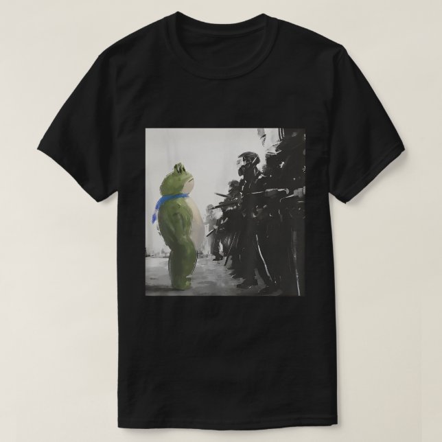 Camiseta Peaceful Frog Protest Art Tee (Frente do Design)