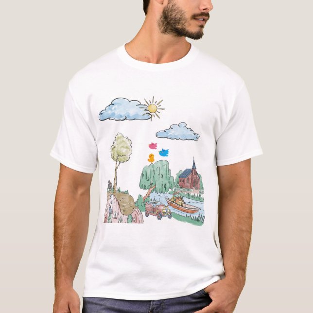 Camiseta  Peaceful Lake with Trees (Frente)