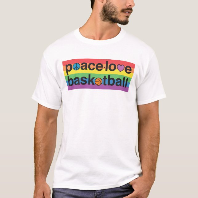 Camiseta PeaceLoveBasbol PRIDE Unisex T-Shirt (branco) (Frente)