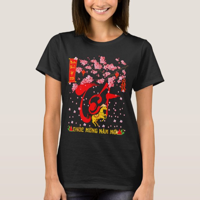 Camiseta Peach Blossom Vietnamese Lunar New Year Horse 2026 (Frente)