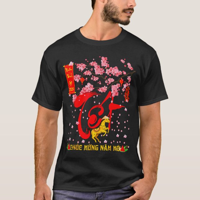 Camiseta Peach Blossom Vietnamese Lunar New Year Horse 2026 (Frente)