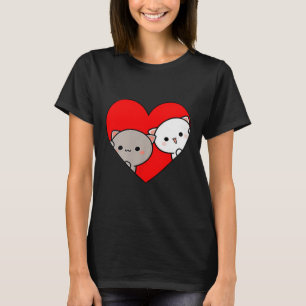 Camiseta Peach Cartoon Love Goma Cat Day Heart