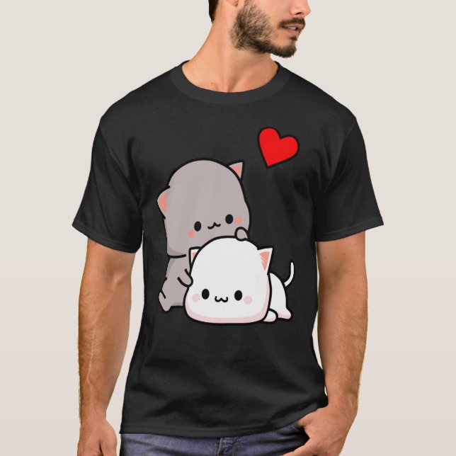 Camiseta Peach Cat e Goma Love Nunca Falham em T-Shir Cláss (Frente)