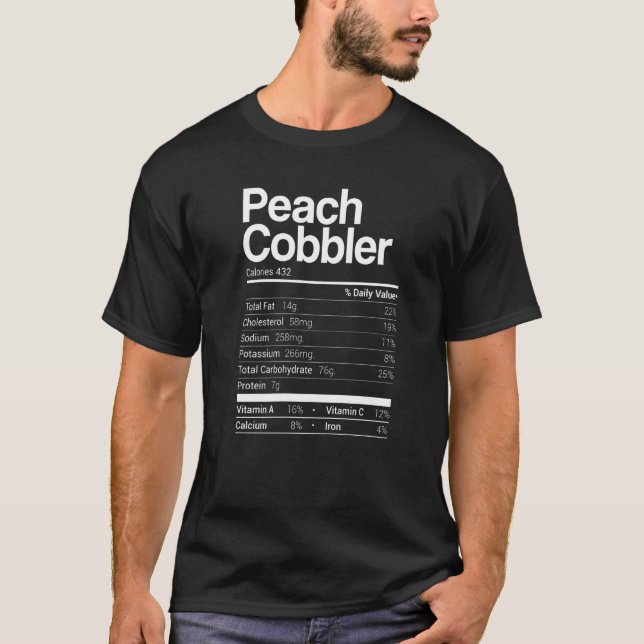 Camiseta Peach Cobbler Nutrition Facts 2021 , Ação de Graça (Frente)