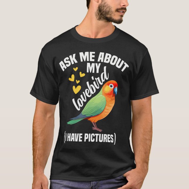 Camiseta Peach Faced Lovebird Ask Me Bird Lover Black Maske (Frente)