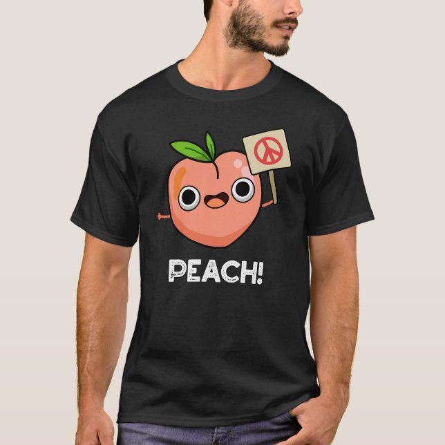 Camiseta Peach Funny Peace Fruta Pun Dark BG (Frente)