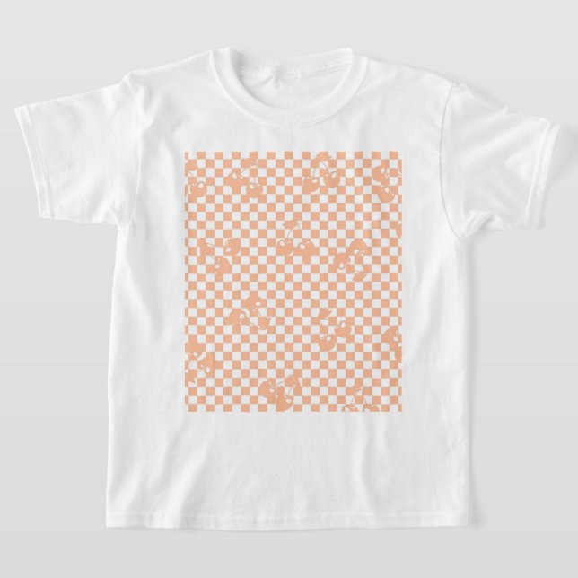 Camiseta Peach Fuzz Cherry Gingham Patterno (Postura )