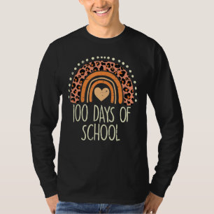 Camiseta Peach Leopard Rainbow 100 dias na escola 100th D