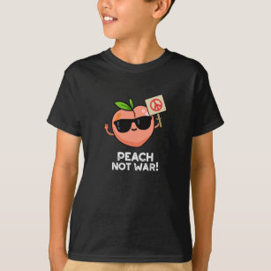 Camiseta Peach Not War Engraçado Fruta Pun Dark BG