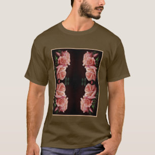 Camiseta Peach Rosa Trio Abstrato Floral Vintage