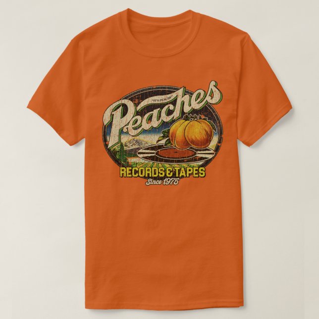 Camiseta Peaches Records Tapes 1975 (Frente do Design)