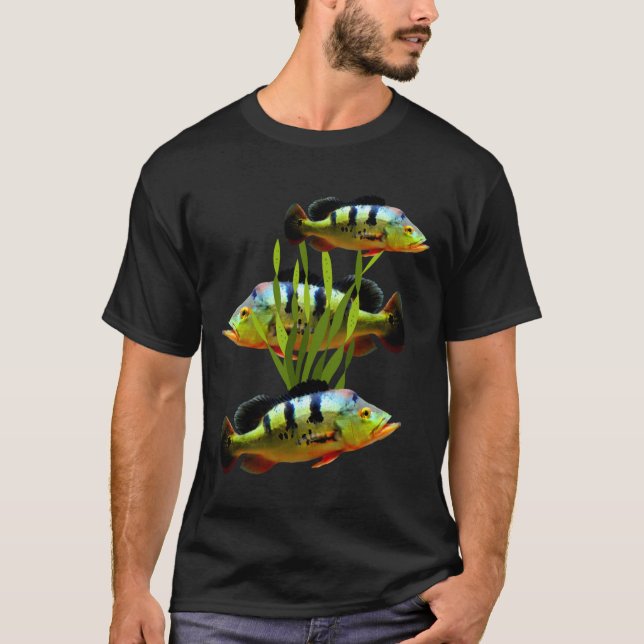 Camiseta Peacock Bass Aquarium Fish Tank Art (Frente)