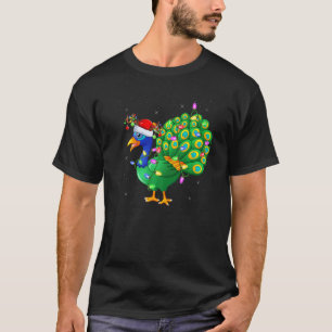 Camiseta Peacock Bird Xmas Lighting Papais noeis Peacock Ch