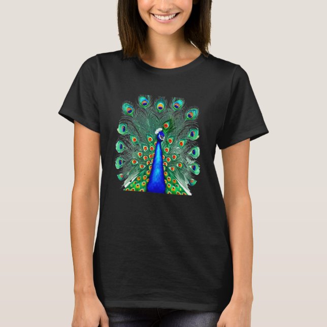 Camiseta Peacock Colorful Feather Attire Beautiful Bird Ill (Frente)
