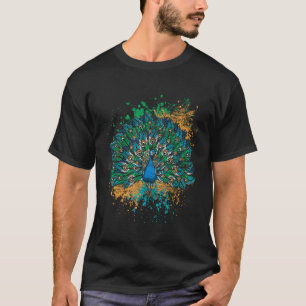 Camiseta Peacock de Cauda Colorida Decorativa