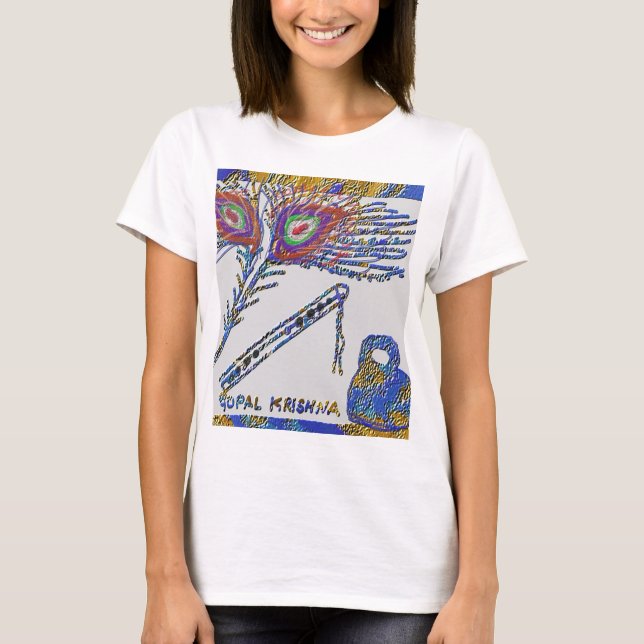 Camiseta Peacock Feather and Flute - Hare Krishna (Frente)