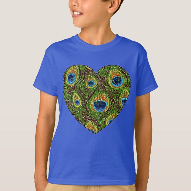 Camiseta Peacock Feather Gliter Art Impressão (Frente)