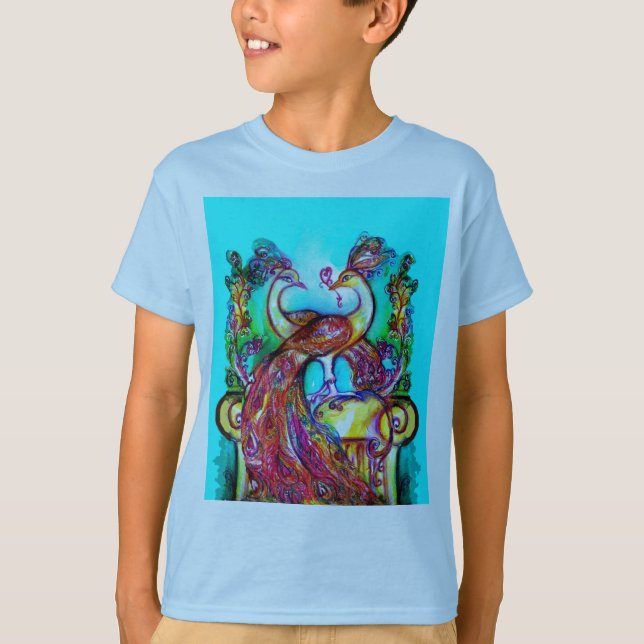 Camiseta PEACOCKS NO AMOR MONOGRAMA vermelho azul-turvo (Frente)