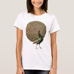 Camiseta Peafowl (pavão) de arte venenosa despenca ouro ver