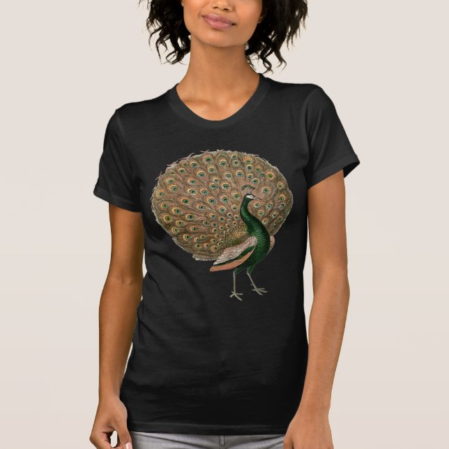Camiseta Peafowl (pavão) de arte venenosa despenca ouro ver (Frente)