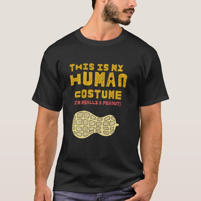 Camiseta Peanut Engraçado - Esta é a minha fantasia humana. (Frente)