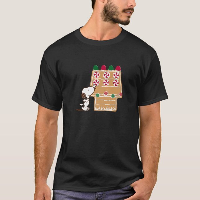 Camiseta Peanuts Christmas Snoopy Reaching For Candy Cane P (Frente)