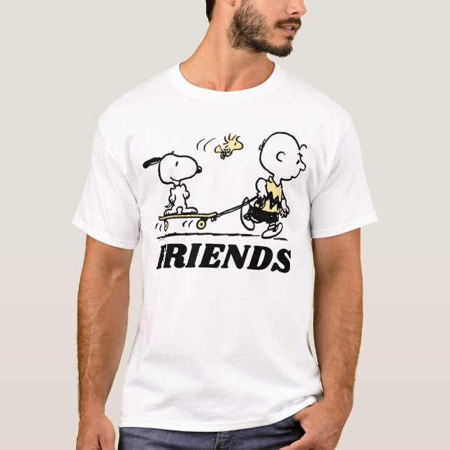 Camiseta PEANUTS | Embarque de Skate para Amigos (Frente)