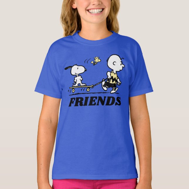 Camiseta PEANUTS | Embarque de Skate para Amigos (Frente)