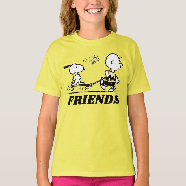 Camiseta PEANUTS | Embarque de Skate para Amigos (Frente)