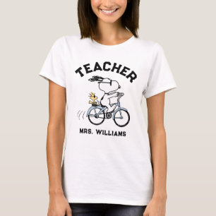 Camiseta Peanuts   Snoopy & Woodstock Bicycle Teacher