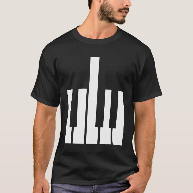 Camiseta Peão Pianista de Mídia Média com Chaves de Piano D (Frente)