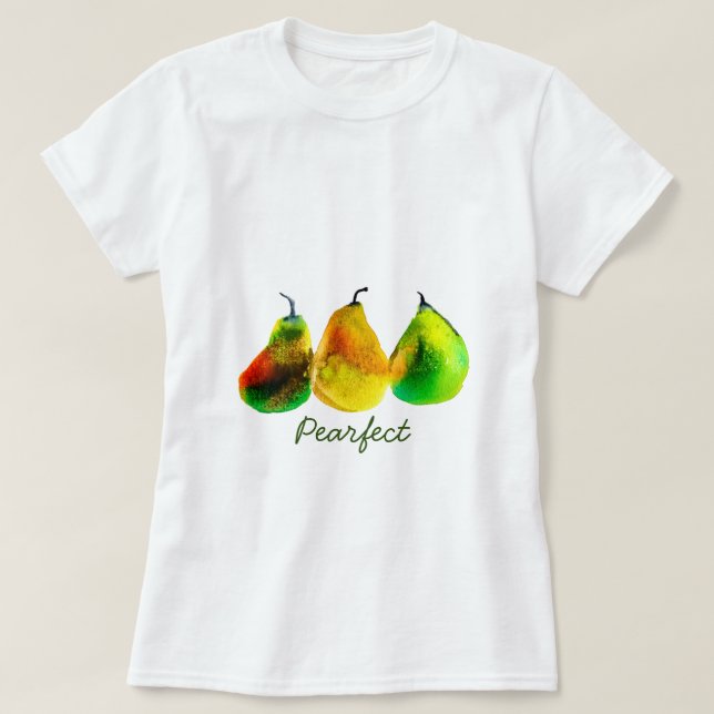 Camiseta Pear art, fruta de aquarela fofa T-Shirt (Frente do Design)