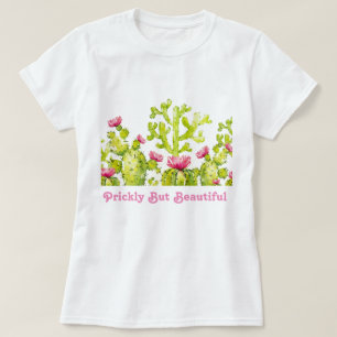 Camiseta Pear Cactus picante com Rosa do deserto rosa femin
