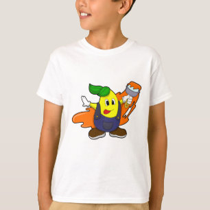 Camiseta Pear como Pincel com Pincel de Tinta