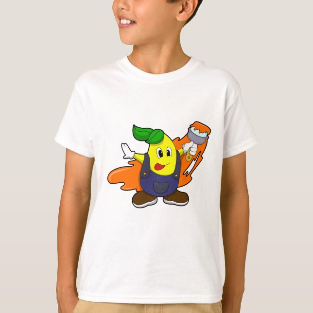 Camiseta Pear como Pincel com Pincel de Tinta (Frente)