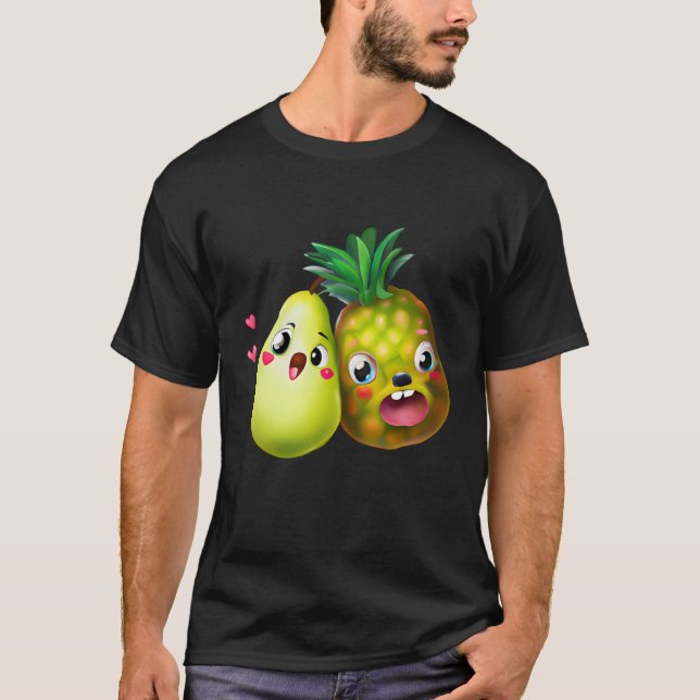 Camiseta Pear e abacaxi de fruta (Frente)